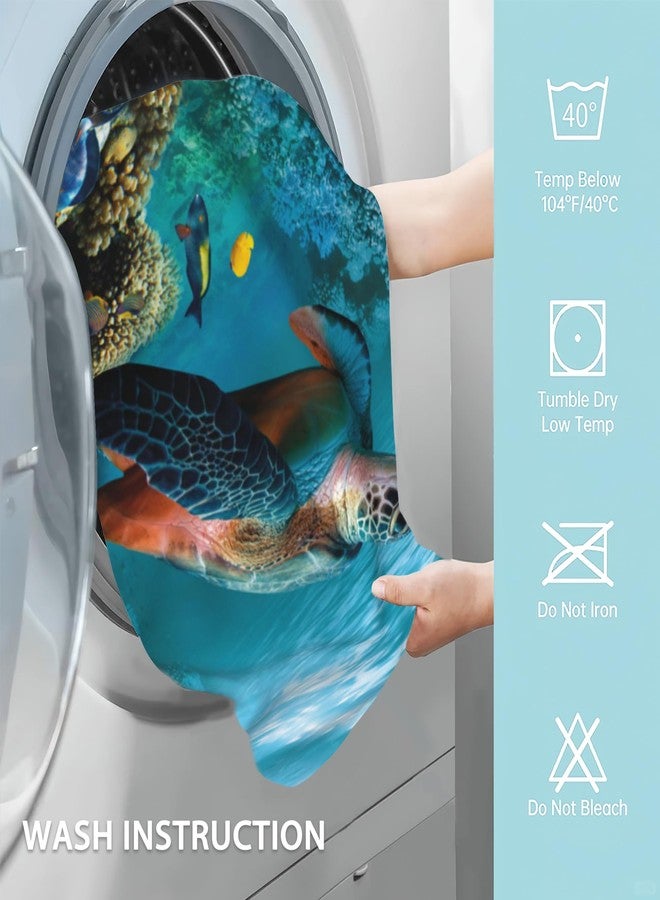 CXULIN 2 Pack Hand Bath Towel,Sea Turtle Fingertip Towel Bathtub Decorative Bath Towel Bathroom Kitchen Towel Set Highly Absorbent SPA Gym Towels 14x28 Inch - Image 4
